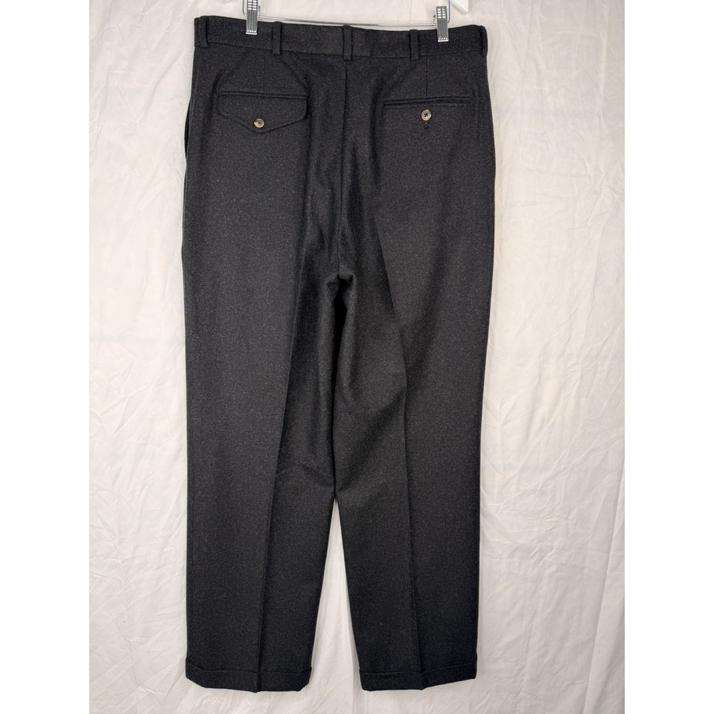 vtg Eddie Bauer SZ-36 Gray Glen Plaid Flannel Wool Pants Trousers Pleated Cuffed - Picture 4 of 16